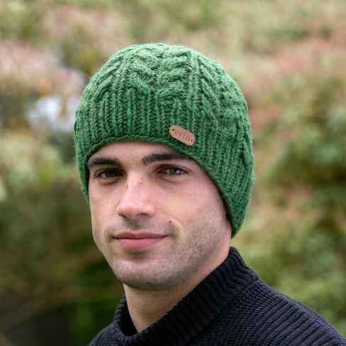 Traditional Irish Wool Beanie Cap for Men, 100% Wool, Internal Lining, Made in Ireland in Saudi Arabia