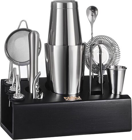 Mixology Bartender Kit - 12 قطعة كوكتيل شاكر مجموعة مع حامل الخيزران الأنيق - إكسسوارات بار مع جميع أدوات الملحق in Saudi Arabia
