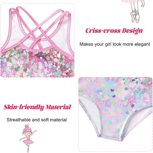 Idgreatim 5-10 Years Gymnastics Leotards for Girls Sparkly Unitards Biketards with Shorts Activewear Outfits in Saudi Arabia