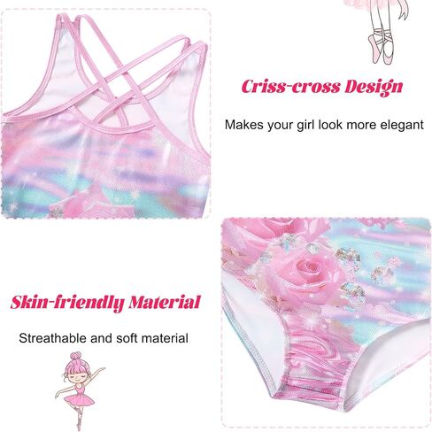 Idgreatim 5-10 Years Gymnastics Leotards for Girls Sparkly Unitards Biketards with Shorts Activewear Outfits in Saudi Arabia