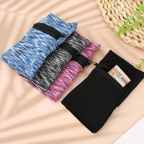 cobee 4 Pcs Wrist Wallet with Zipper, Pocket Wrist Wallet Zipper Wrist Pouch, Sweatband Wristband Wallet for Keys Cards Cash for Gym Sports Running Walking (Color B) in Saudi Arabia