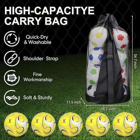 Libima 13 PCS Soccer Ball Bulk Operation 10 PCS Size Size Sixcer مع حقيبة حمل و 2 مضخة هدية رياضية للتدريب على كرة القدم للطفل البالغين (أصفر) in Kuwait