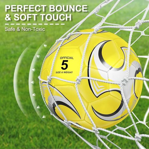 Libima 13 PCS Soccer Ball Bulk Operation 10 PCS Size Size Sixcer مع حقيبة حمل و 2 مضخة هدية رياضية للتدريب على كرة القدم للطفل البالغين (أصفر) in Kuwait