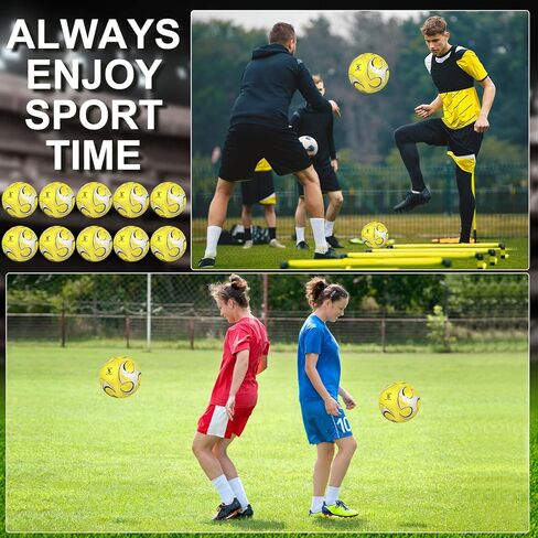 Libima 13 PCS Soccer Ball Bulk Operation 10 PCS Size Size Sixcer مع حقيبة حمل و 2 مضخة هدية رياضية للتدريب على كرة القدم للطفل البالغين (أصفر) in Kuwait
