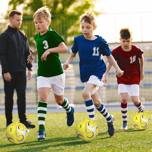 Libima 13 PCS Soccer Ball Bulk Operation 10 PCS Size Size Sixcer مع حقيبة حمل و 2 مضخة هدية رياضية للتدريب على كرة القدم للطفل البالغين (أصفر) in Kuwait