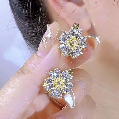 Flower Earrings for Women Big Floral Dangle Earrings Daisy Earrings Rose Flower Earrings Pearl Flower Earrings Jewelry for Women in Saudi Arabia