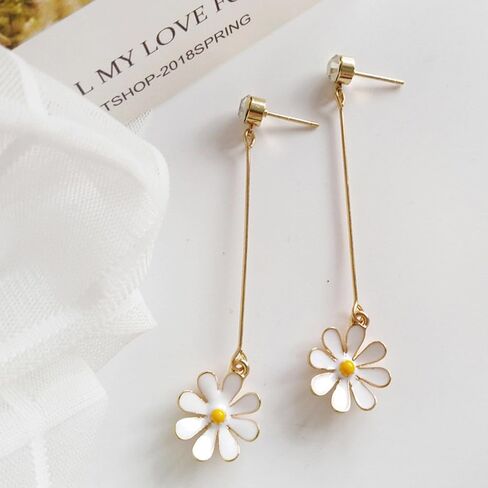 Flower Earrings for Women Big Floral Dangle Earrings Daisy Earrings Rose Flower Earrings Pearl Flower Earrings Jewelry for Women in Saudi Arabia