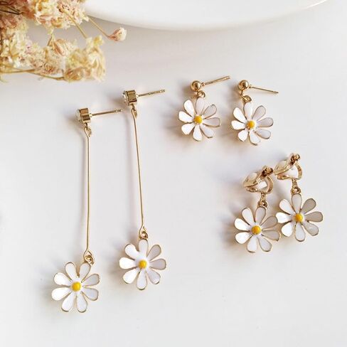 Flower Earrings for Women Big Floral Dangle Earrings Daisy Earrings Rose Flower Earrings Pearl Flower Earrings Jewelry for Women in Saudi Arabia