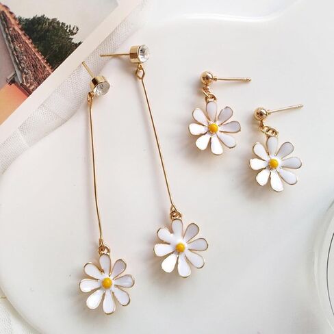 Flower Earrings for Women Big Floral Dangle Earrings Daisy Earrings Rose Flower Earrings Pearl Flower Earrings Jewelry for Women in Saudi Arabia
