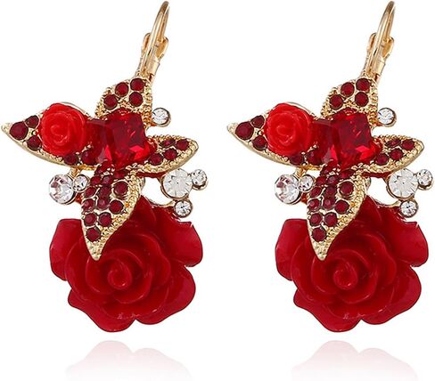 Flower Earrings for Women Big Floral Dangle Earrings Daisy Earrings Rose Flower Earrings Pearl Flower Earrings Jewelry for Women in Saudi Arabia