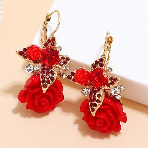 Flower Earrings for Women Big Floral Dangle Earrings Daisy Earrings Rose Flower Earrings Pearl Flower Earrings Jewelry for Women in Saudi Arabia