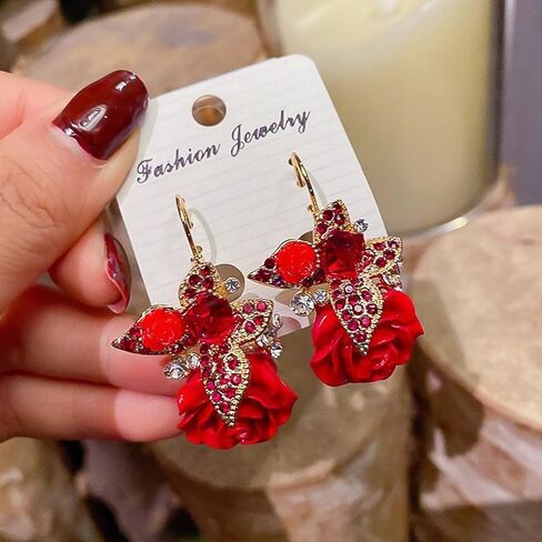 Flower Earrings for Women Big Floral Dangle Earrings Daisy Earrings Rose Flower Earrings Pearl Flower Earrings Jewelry for Women in Saudi Arabia