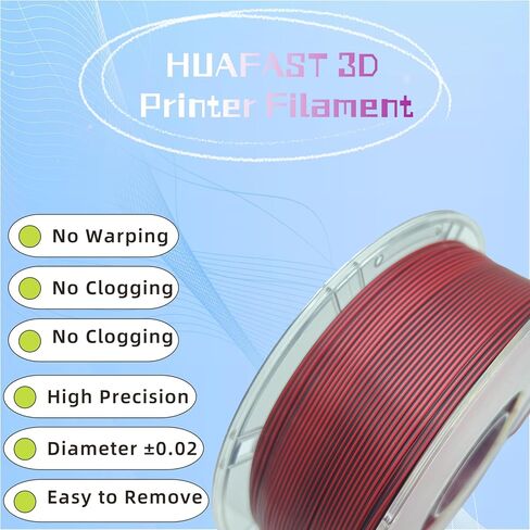 Silk Dual Color PLA 3D Printer Filament 1.75mm +/- 0.03mm 3D Printer Filament Spool Filament Bundle 1kg(2.2lbs) for Most FDM Machine and 3D Pen(Black/Red) in Saudi Arabia