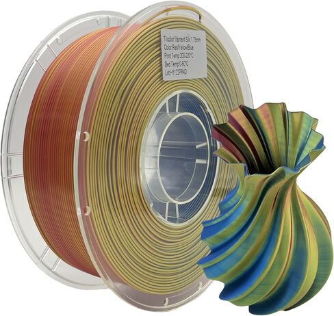 Silk Dual Color PLA 3D Printer Filament 1.75mm +/- 0.03mm 3D Printer Filament Spool Filament Bundle 1kg(2.2lbs) for Most FDM Machine and 3D Pen(Black/Red) in Saudi Arabia