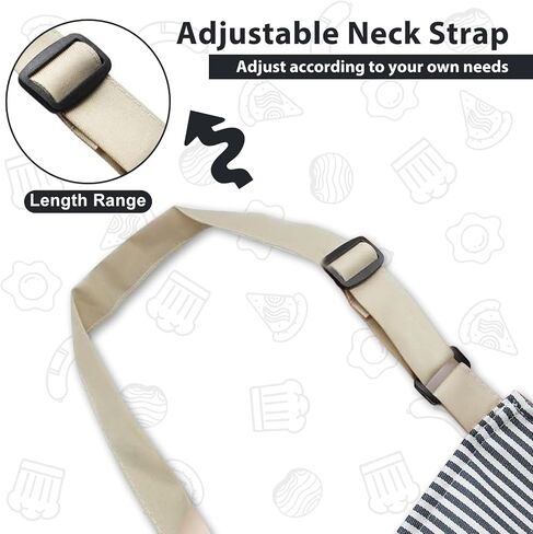 2 Pack Kitchen Aprons, Apron for Restaurant with Adjustable Neck Strap, 2 Pockets Chef Aprons for Cooking Baking in Kuwait