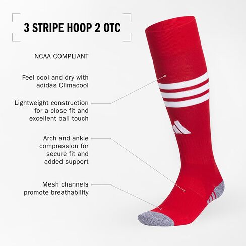 adidas 3-Stripe Hoop Soccer Socks (1-Pair) with Arch Compression for a Secure Fit in Saudi Arabia