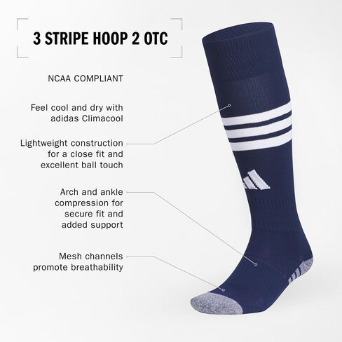 adidas 3-Stripe Hoop Soccer Socks (1-Pair) with Arch Compression for a Secure Fit in Saudi Arabia