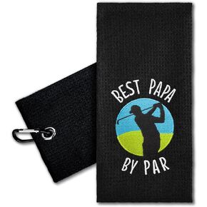 ERHACHAIJIA Best Papa by Par Embroidered Golf Towel with Clip. Funny Golf Accessories Golf Gifts for Men Golf Lover Dad Uncle Grandpa, Birthday Retirement Father's Day for Golf Fan