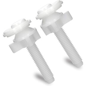 Toilet Seat Bolts Screws Set White Plastic, Ewerex Plastic Toilet Seat Hinge Bolt Screws with Plastic Nuts and Washers Parts for Top Mount Toilet Seat Hinge-2 Pcs