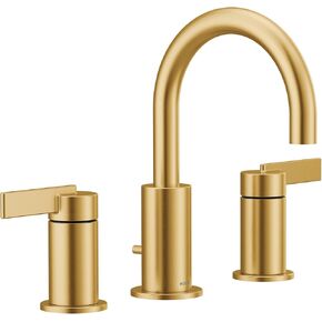 Moen Brushed Gold Cia Widespread 2-Handle High-Arc Bathroom Faucet , 3-Hole Bathroom Sink Faucet, Valve Required, T6222BG