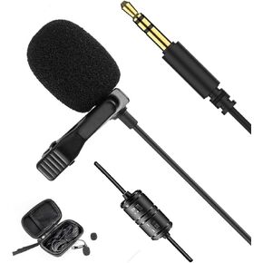 19 Feet Lavalier Microphone for Android Smartphone PC Computer iPhone, Professional Omnidirectional Condenser Lapel Mic, Easy Clip-on Recording Mic for YouTube Vlog Singing Video