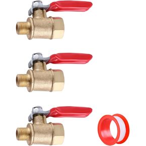 3 Pcs 1/8 Inch Brass Ball Valve,1/4 Inch Male X Female NPT Thread Heavy Duty Brass Ball Valve Shut Off Switch