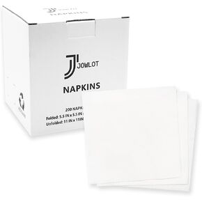 Cocktail Napkins - 200 Count 2-Ply White Disposable Napkins, 5.5x5.5 Inch Folded Beverage Napkins Paper for Dinner Wedding Bar Birthday Party and Everyday Use
