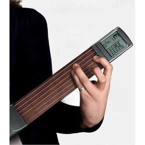 Pocket Guitar Chords Trainer Practice Tool with Rotatable Screen, Built-in Metronome, Battery Included