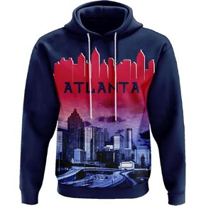Men's Baseball Hoodie City Night View Skyline Sweatshirt Gifts for Fans Baseball Sweatshirt Pullover Hoodie
