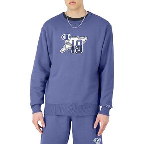 Champion Men's Powerblend Fleece Crew, Block Outline