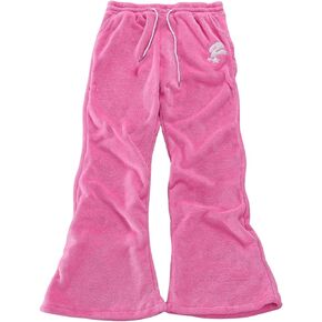 Men's Letter Embroidery Fuzzy Flare Pants Drawstring Waist Bell Bottoms Sweatpants with Pocket
