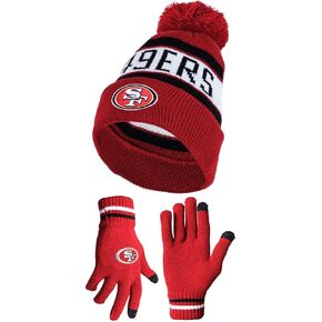 Ultra Game Adults Unisex NFL Official Super Soft Winter Beanie Knit Hat With Extra Warm Touch Screen Gloves