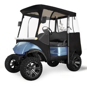 Golf Cart Enclosure for EZGO TXT RXV, Waterproof 600D Yamaha Golf Cart Enclosure 2 Passenger with Side Mirror Opening, Transparent Tail Light Panel, Windshield, 4-Sided Clear Windows