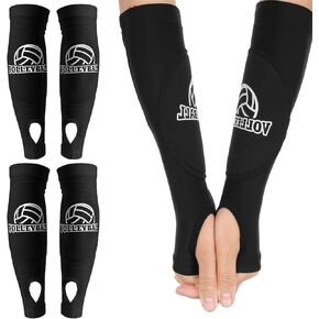 2Pairs Volleyball Arm Sleeves Passing Hitting Forearm Volleyball Sleeves with Protection Foam Pads and Thumb Hole, Padded Volleyball Sleeves for Youth Girls Black