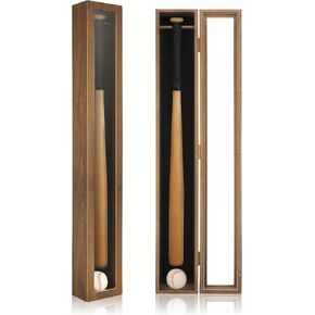 Baseball Bat Display Case, Wooden Bat Holder Rack with HD Plexiglass and Wall Mount, Baseball Bat Display Box with Bracket and Black Felt Lining