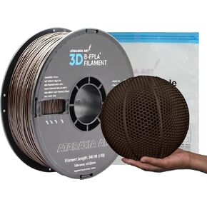 ATARAXIA ART Airless Bouncy B-Flexible Brown PLA Filament 1.75mm, Flexible 3D Printer Filament 5X Longer Stretch, 1Kg/2.2lb Tidy Spool Patent Formula,Fit 3D Fast Printer,with Filament Storage Bag