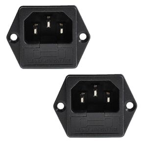 2Pcs AC 250V 10A IEC320 C14 Male Power Cord Inlet Socket with Fuse Holder - AC250V/10A, 3 Terminals