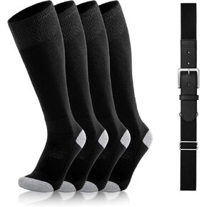 VONMELLI Baseball Socks and Belt Combo Elastic Softball Belt and Socks Adjustable Waist Belt for Boys Youth Adult