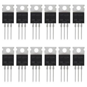 12Pcs IRF520N N-Channel Power MOSFET for Triode Semiconductor Applications 9.7A 100V IC Transistor IRF520NPBF
