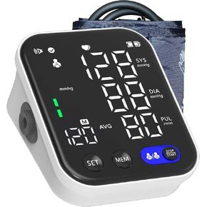 Blood Pressure Monitor, Upper Arm Cuff, Digital BP Machine for Home use, Large Display, Adjustable Wide-Range Extra Large Cuff 9"-13", Voice Function, Stores up to 120 Readings per User