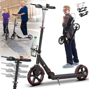 scooter for kids, 9IN PU Big Wheel, Foldable, Lightweight, Teens and Adults scooter, Max Load 330 lbs, pro scooter, 4 Adjustable Levels,Teen and Adults scooter