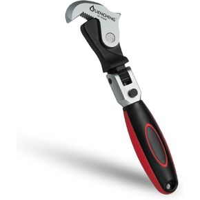 9.5 Inch Spring Loaded Auto Adjusting Crowfoot Wrench, Power Grip, Adjustable Wrench with Cr-V Steel and TPR Handle, Universal Pipe Wrench for Tight Space, Automotive Repair Work