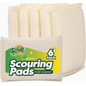 6 Scrub Sponges Kitchen by SCRUBIT, Multi-Purpose Scouring Pads, Non-Scratch Cleaning Sponges for Dishes, Pots & Non-Stick Cookware - Long Lasting Dish Scrubbers for Kitchen, Bathroom & More
