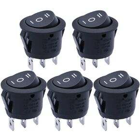 mxuteuk 5pcs Snap-in Rocker Switch ON-Off-ON Switch 3 Position 3 Pin Toggle Power Switch SPDT AC 250V 6A 125V 10A, Use for Car RV Truck Auto Boat Household Appliances MXU1-5-103