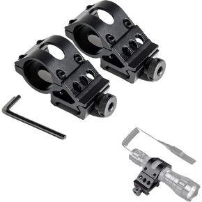 WINDFIRE 2 Pack 1" Offset 45 Degree Picatinny Rail Mount, Flashlight Offset Ring Side Gun 20mm Picatinny Rail Mount, for Scopes Laser Sight, Rifle Scope, Tactical Flashlight