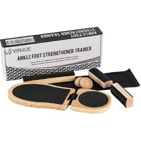 Ankle Foot Strengthener Trainer for Sprained Ankle, Ankle Balance Board for Stability Exercises, Severe Ankle Injury Rehab Physical Therapy, Anti-Slip Wood Wobble Board