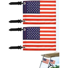 Original Easy Installation Golf Cart Flag Holder,Outdoor Pole Elastic Strap Bracket Flag Holder with 6 * 9'' American Flag,Essential Golf Cart Accessories (2 Pack)