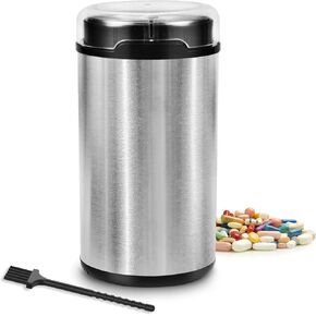 Electric Pill Crusher Grinder - Grind and Pulverize Small and Large Medication and Vitamin Tablets to Fine Powder Extremely, Suitable for Grinding Multiple Pills, Pill Crushers for Elderly (Gray)