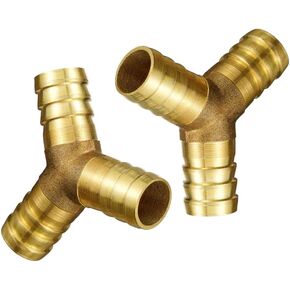 Metalwork Brass Hose Barb Y Manifold Fitting, Y-shaped 3 Way Tee, 3/4" Hose ID, 19mm Barb x 19mm Barb x 19mm Barb (Pack of 2)