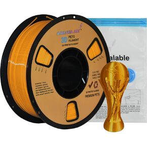 ATARAXIA ART PETG Filament 1.75mm, 3D Printer Filaments, 1Kg/2.2lb Tidy Winding Spool, Dimensional Accuracy +/- 0.02mm, with Filament Storage Bags, Fit Most FDM 3D Printers, PETG Yellow Gold 1.75mm